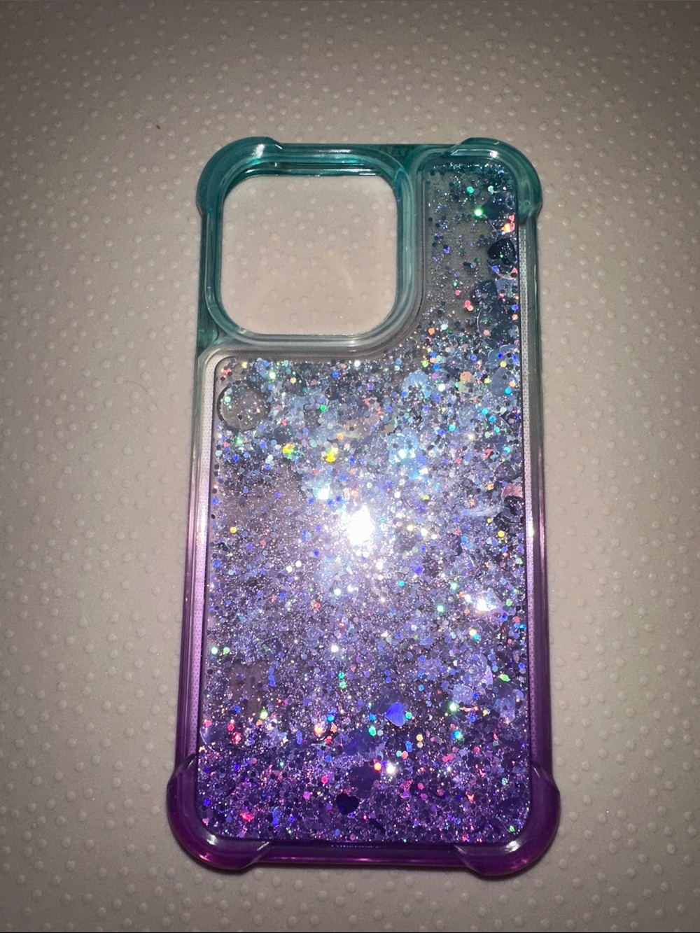 Glitter Purple & Teal Liquid Glitter iPhone 14 Pro Case